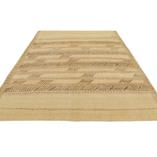 2010s Rug and Kilim’s Distressed Style Rug in Beige-Brown With Geometric Patterns For Sale - Image 5 of 7