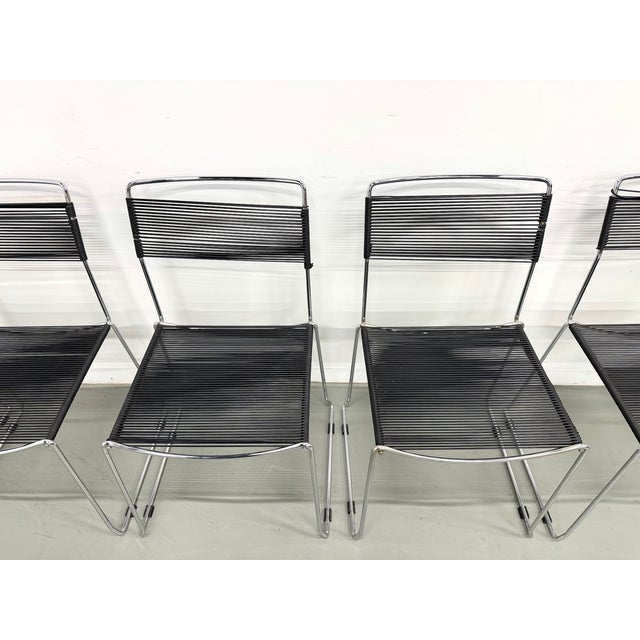 Italian Black and Chrome Spaghetti Chairs Design, 1980s, Set of 6 For Sale - Image 13 of 18