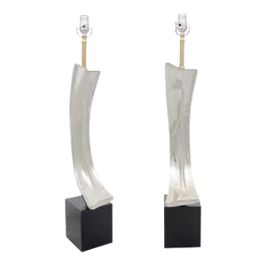 Pair Maurizio Tempestini Style Mid-Century Chrome Whale Bone Lamps