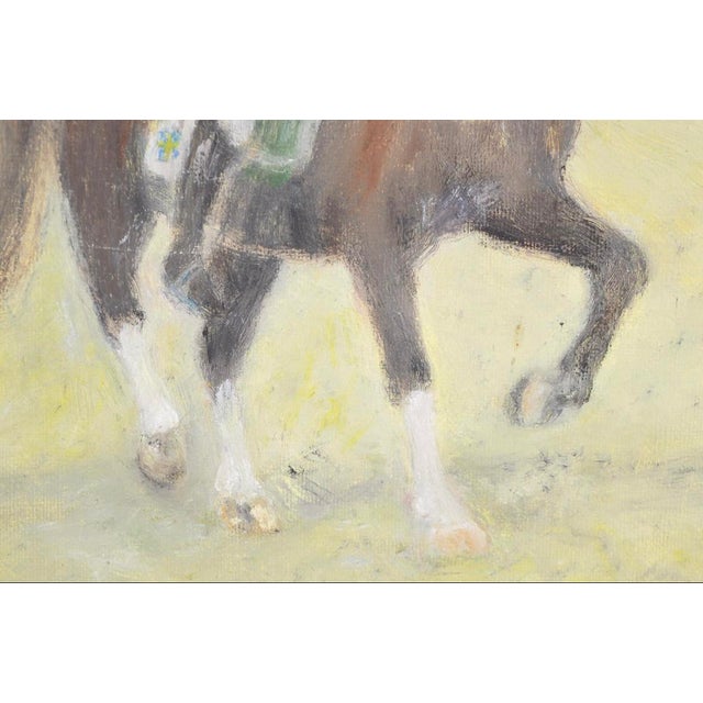 Vintage Swedish Dressage Equestrian Oil Painting, Framed For Sale - Image 4 of 9