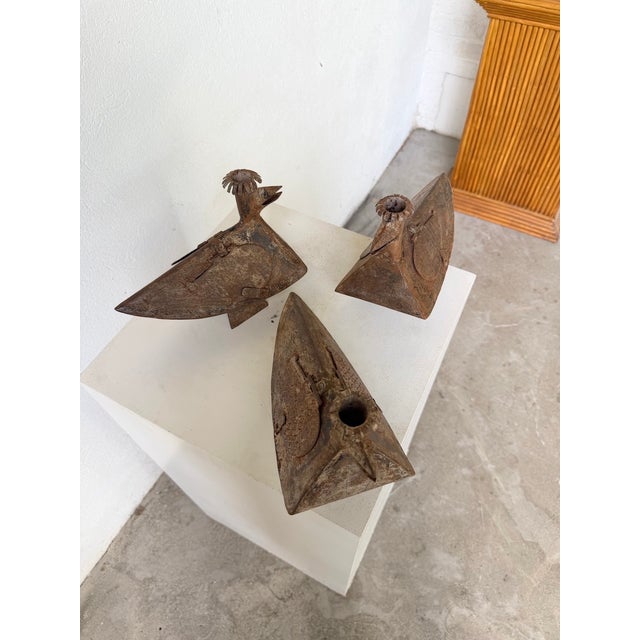 Brutalist Folk Art Bird Candlesticks, 1950s, Set of 3 For Sale - Image 9 of 18