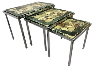 Chrome & Marble Nest of Tables, 1960s, Set of 3