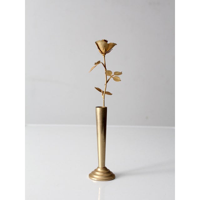 Mid-Century Brass Rose Bud Vase Figurine For Sale - Image 12 of 12