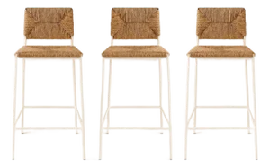 Set of 3 White 'Campagne' Counter Stools by Design Frères