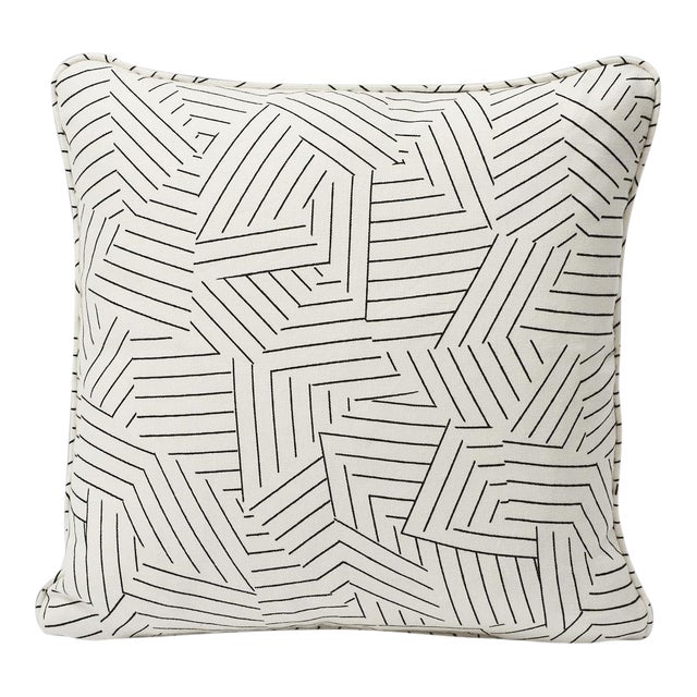 Schumacher Pillow in Deconstructed Stripe Double-Sided Print For Sale