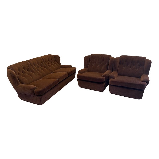 Vintage Brown Seating Modules, 1970s, Set of 3 For Sale