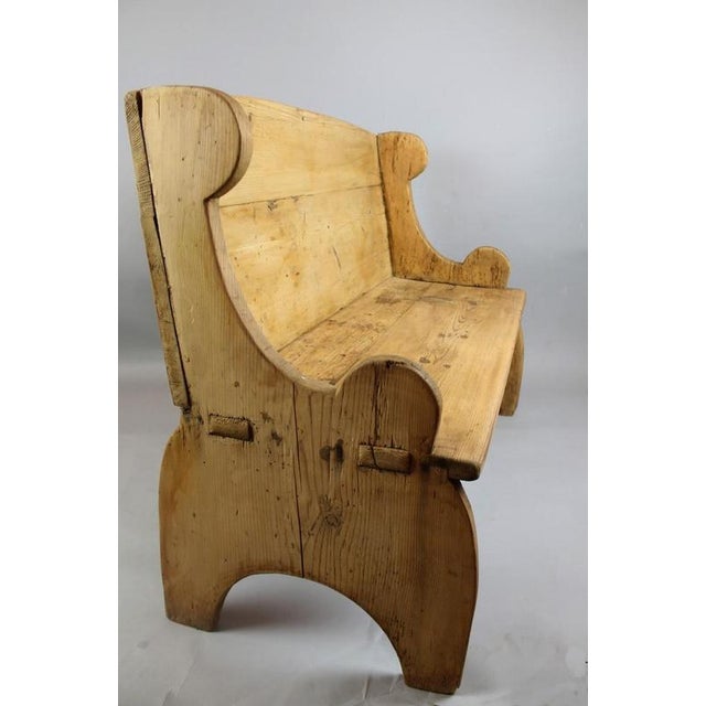 Mid-Century Fir Wood Bench For Sale - Image 3 of 9