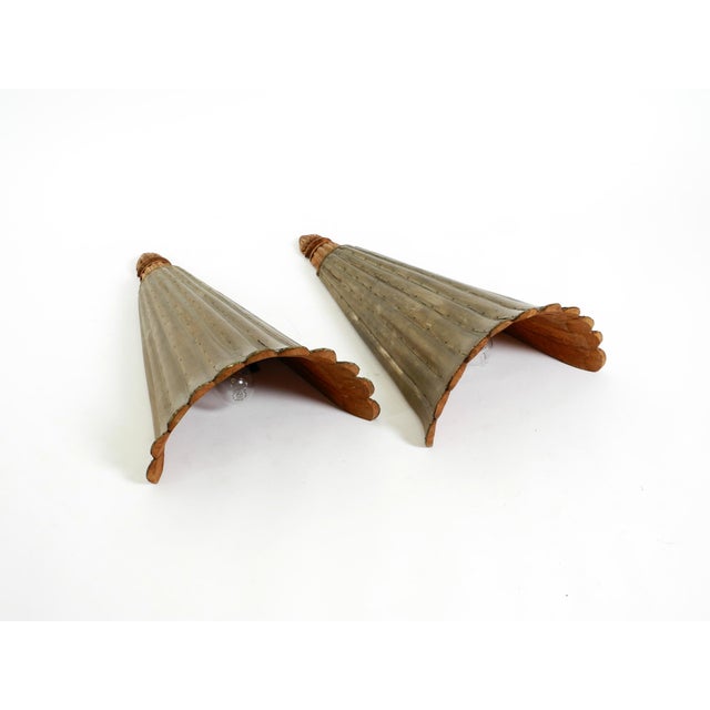 Wall Lamps Made of Wood with Aluminum Cladding, 1950s, Set of 2 For Sale - Image 16 of 18