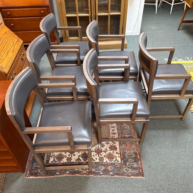 Gray B&b Italia Simplice Leather Arm Chairs, Set of Six For Sale - Image 8 of 12