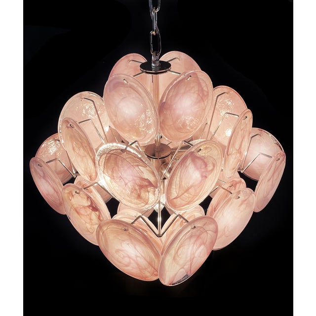 Metal Murano Glass Disc Chandelier For Sale - Image 7 of 17