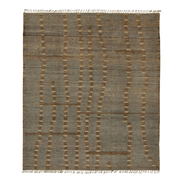 Rug & Kilim’s Modern Rug with Beige-brown Geometric Patterns - 8x10 For Sale