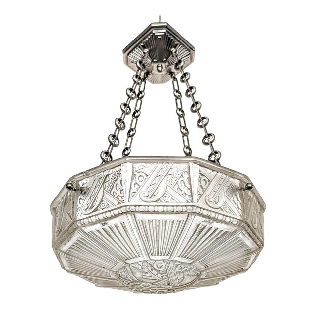French Art Deco Chandelier by Hettier Vincent For Sale
