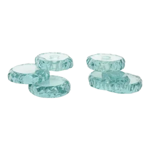 Vintage Studio Signed Sea Green Glass Tiered Candlesticks Pair Of