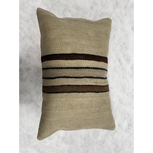 Turkish Hemp Pillow Cushion Natural Cream Brown Pillow Cushion Cover 16" x 24" For Sale - Image 4 of 4