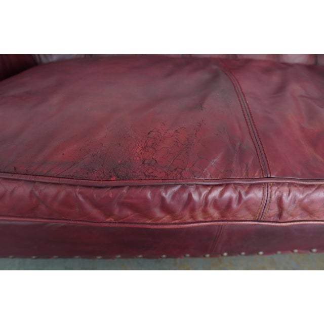 Restoration Hardware Churchill Leather Sofa For Sale - Image 12 of 14