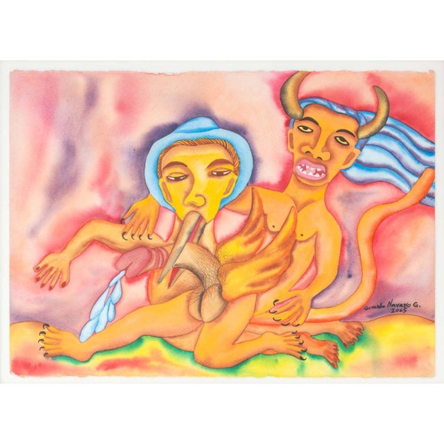 Gerardo Navarro Gomez (Oaxacan, b. 1958), "Diablo Verrgon" [Devil Wand], Watercolor on Paper, 2005, signed and dated lower...