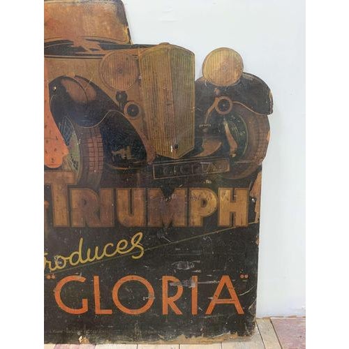 Vintage Triumph Gloria Car Advertising Board, 1930s For Sale - Image 11 of 18