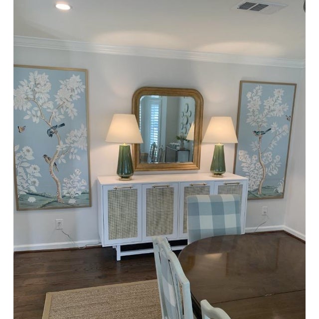 18" *36"/Panel, a Set of 2 Panels Blue Chinoiserie Printed Wallpaper Panels, Tea Paper For Sale - Image 4 of 6