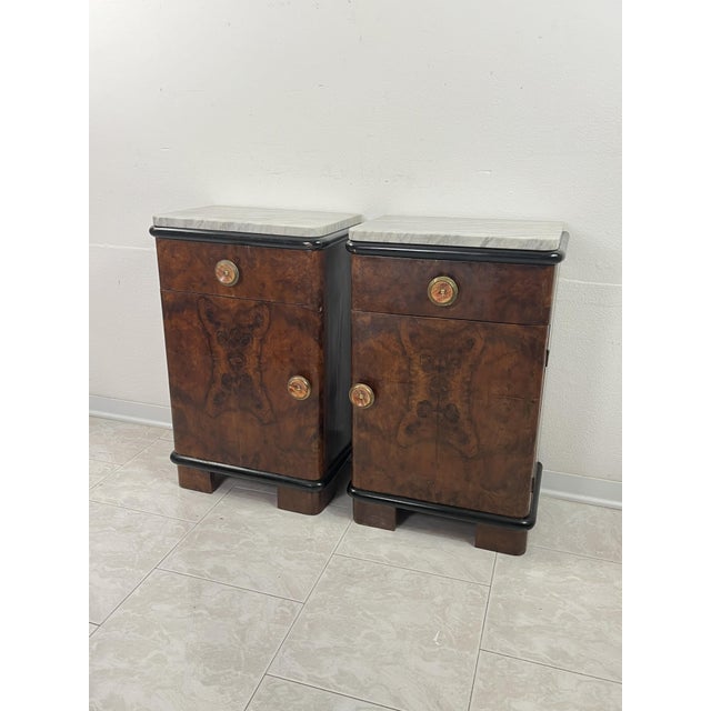 Art Deco Bedside Tables with Marble Tops, 1930s, Set of 2 For Sale - Image 14 of 14