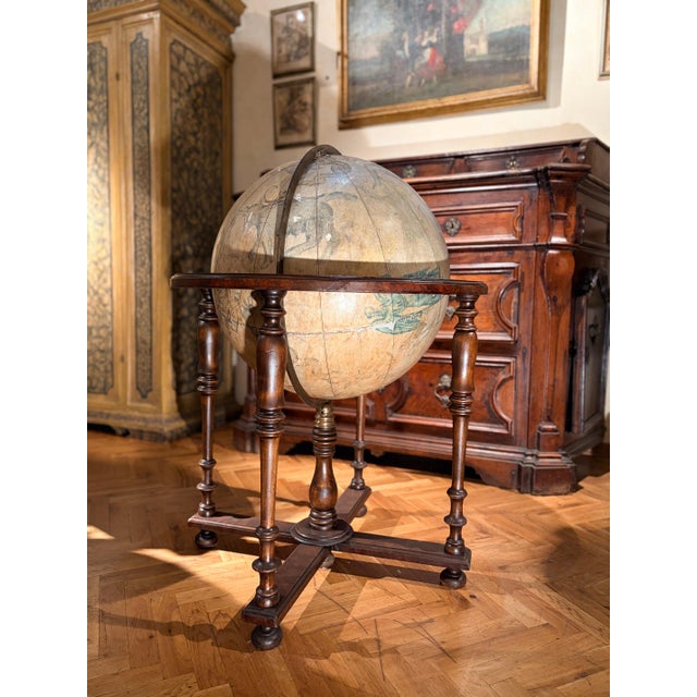 19th Century Antique Italian Celestial Globe on Turned Wood Floor Stand For Sale - Image 6 of 18