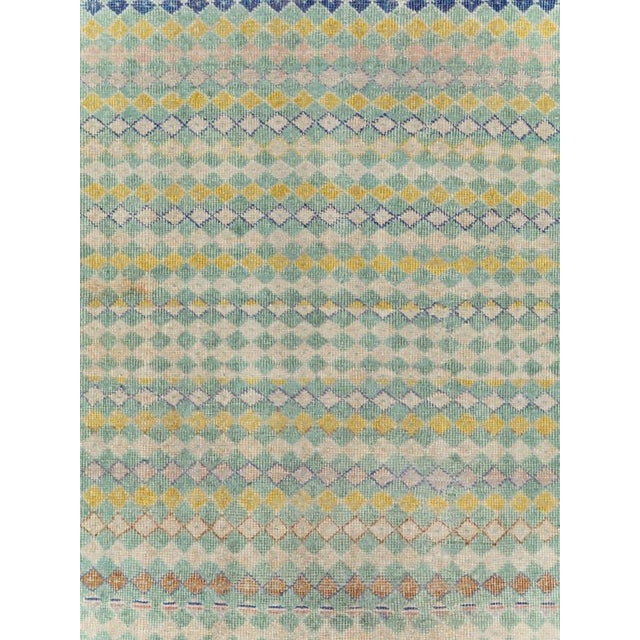 A wide Turkish Deco Rug in fun colors from the middle of the 20th century