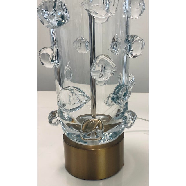 Modern Handblown Clear Glass Nodules Table Lamp For Sale - Image 4 of 4