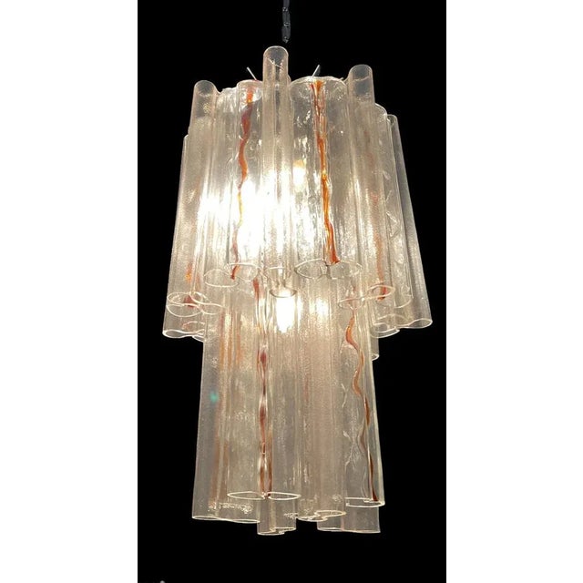 Large Mid-Century Murano Glass Tubular Chandelier For Sale - Image 7 of 12
