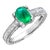 14 Karat White Gold Cabochon Colombian Emerald Princess Diamond 2.10 Carat Milgrain Engraved Ring Size 4.5 For Sale