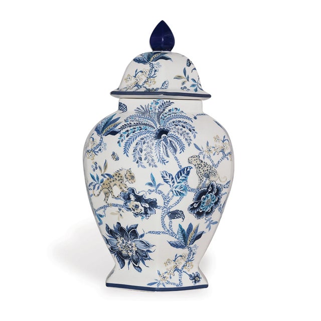 The blue adaptation of a classic Indian chintz resembles linen printed fabric with exotic floral and fauna. Catherine of...