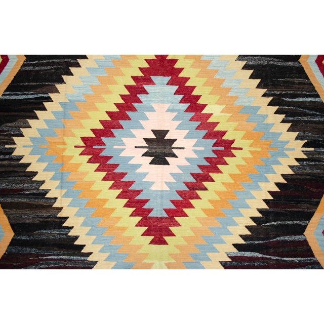 1990s Vintage Turkish Rug Hand Made Flat Weave Area Rug Kilim - 8′8″ X 11′5″ For Sale - Image 10 of 18