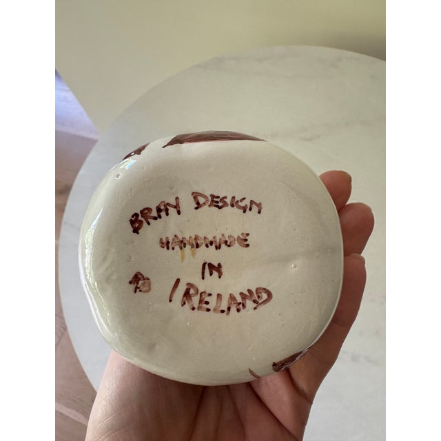 Vintage Bray Design Irish Pottery Vase | Handmade Ireland | Hand-Painted Clematis Floral | Studio Art Pottery | Irish Gift | Signed For Sale In New York - Image 6 of 7