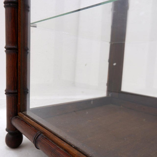 Mid-Century Faux Bamboo Glass and Marble Display Case For Sale - Image 6 of 16