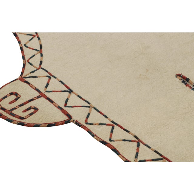 1950s Vintage Tribal Horse Cover in Beige With Polychromatic Embroidery by Rug & Kilim For Sale - Image 5 of 8