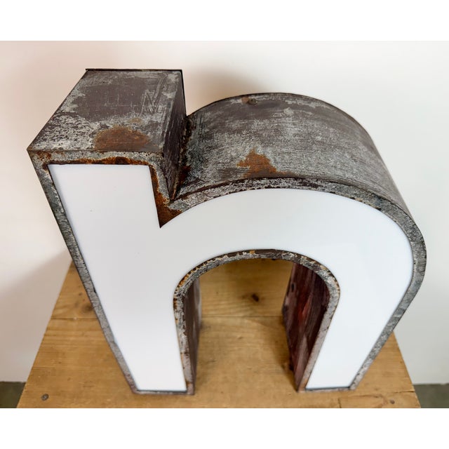 Metal Vintage Illuminated Advertising Letter N, 1960s For Sale - Image 7 of 15