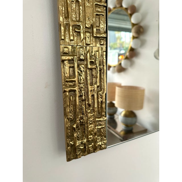 Gilt Brass Sculpture Mirror by Luciano Frigerio, Italy, 1970s For Sale - Image 6 of 13