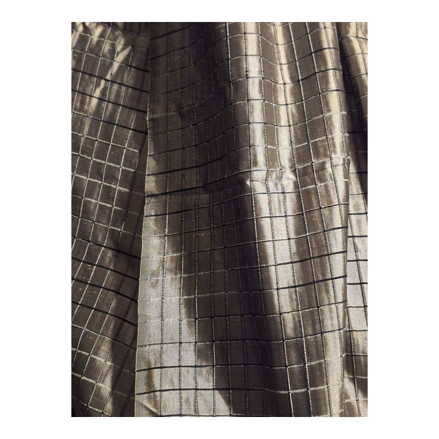 Designer Contemporary Silk Silver Gray Black Fabric -4.5 Yards For Sale