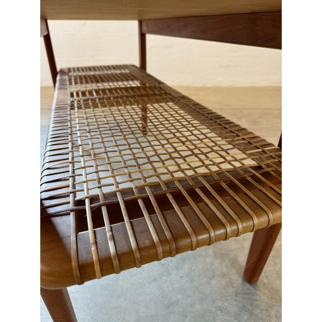 1960s Danish Teak Coffee Table With Woven Cord Lower Shelf For Sale - Image 4 of 5
