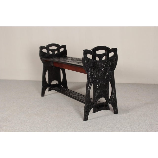 Art Nouveau Bench with Carved Poppies, 1890s For Sale - Image 14 of 14