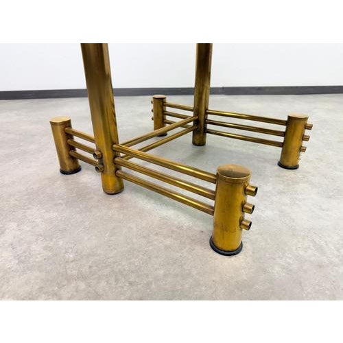 Metal Hungarian Postmodern Brass and Smoked Glass Rolling Hi-Fi Media Stand, 1970s For Sale - Image 7 of 13