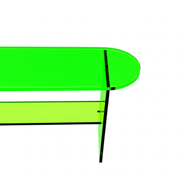 Modern Stylish Neon Green Acrylic Console Table For Sale - Image 4 of 6