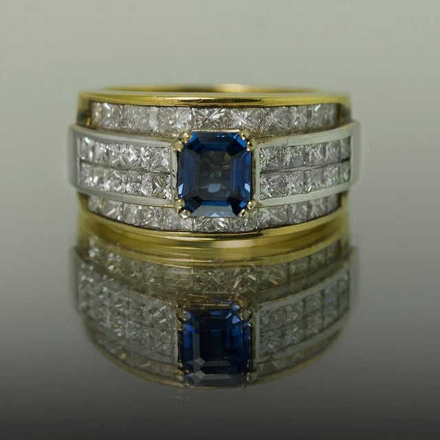 Contemporary Late 20th Century Sapphire Ring, Size 5 For Sale - Image 3 of 4