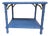 1970s Lane Altavista Wedgewood‑Blue Bamboo‑Style Table • Brass Brackets • Cane Shelf For Sale