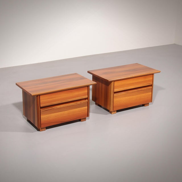 Italian Walnut Bedside Tables, 1970s, Set of 2 For Sale - Image 12 of 12