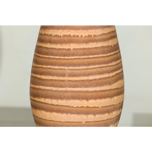 Tall Artisan Ceramic Vase with Brown Striped Glaze For Sale - Image 12 of 13