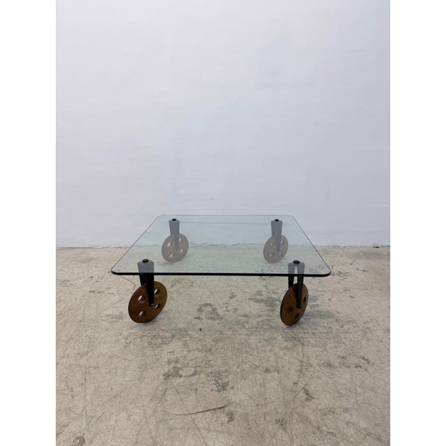 Transparent Postmodern Glass Coffee Table on Wheels After Gae Aulenti, 1990s For Sale - Image 8 of 13