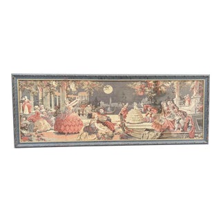 Framed 1920s Tapestry of a Victorian Masquerade Ball For Sale