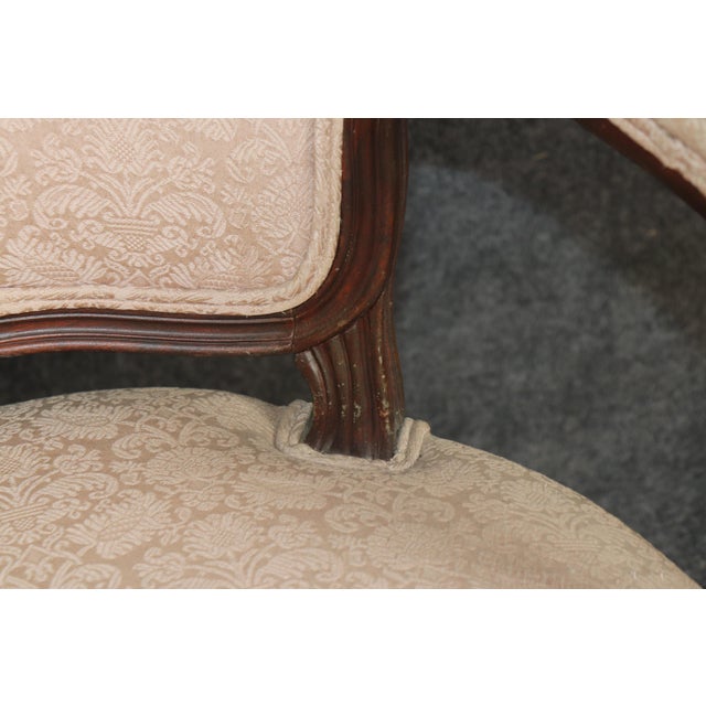 Cream 1940's Pair French Louis XV Style Carved Armchairs For Sale - Image 8 of 13