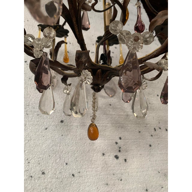 Louis XV Style Cage Chandelier with Pendants and Teardrop Pendant For Sale - Image 4 of 10