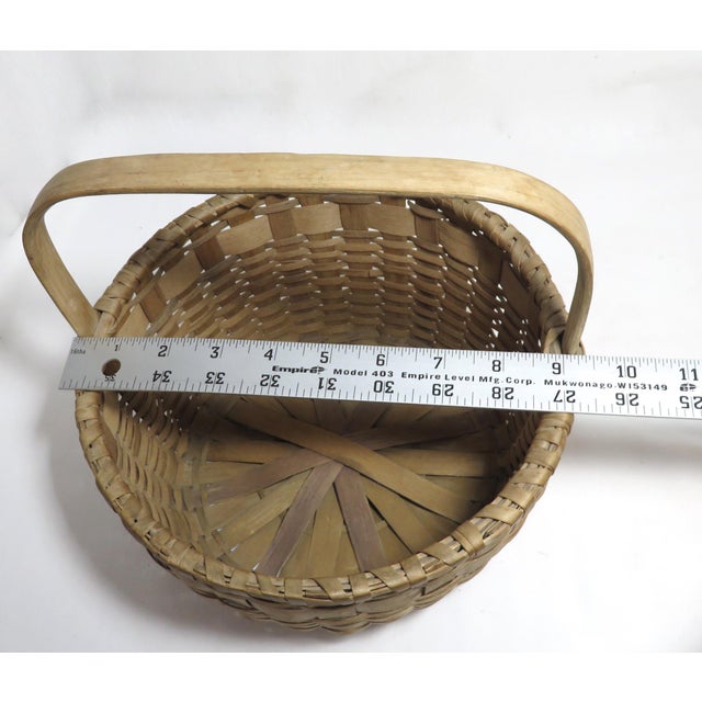 Antique Maine Penobscot Indian Hand Woven Handled Basket For Sale - Image 12 of 13