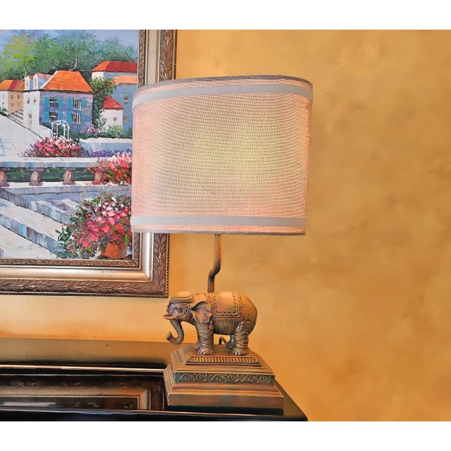 Mid-Century Modern Elephant Table Lamp With Shade by Carolina Pottery For Sale - Image 4 of 12